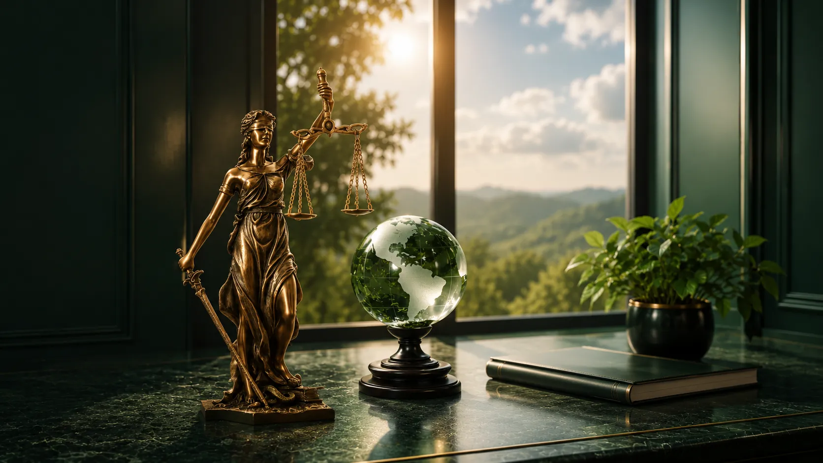 Estátua da Justiça e globo